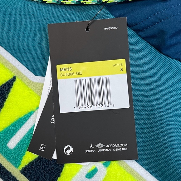 Air Jordan Pull Over Hooded Sweater CU9066-381 Small Nike Jumpman Teal - Picture 7 of 9